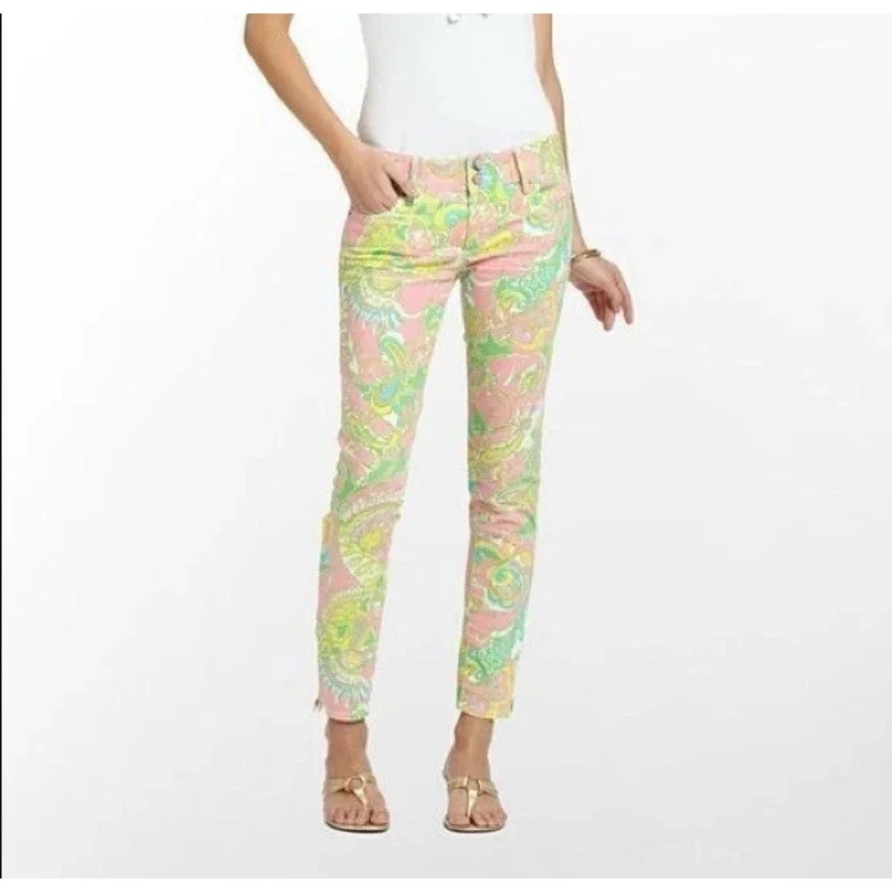 Lilly Pulitzer Worth skinny zip jeans low rise women's 0 - Picture 3 of 12